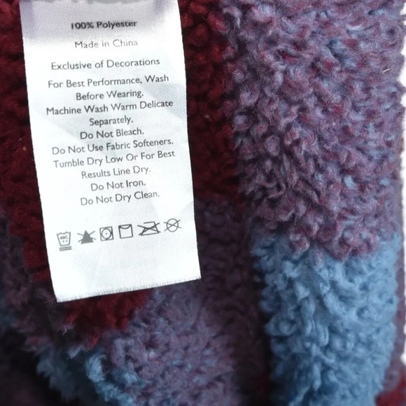 Eddie Bauer || Women's Buffalo Plaid Purple Blue Fleece Size XS - Picture 5 of 6